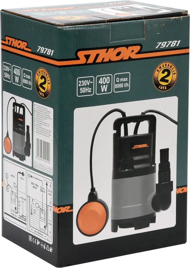 Pompe Vide-Cave 400W Pour Eaux Chargées - Débit 7500 L/h - Imperméable - 6