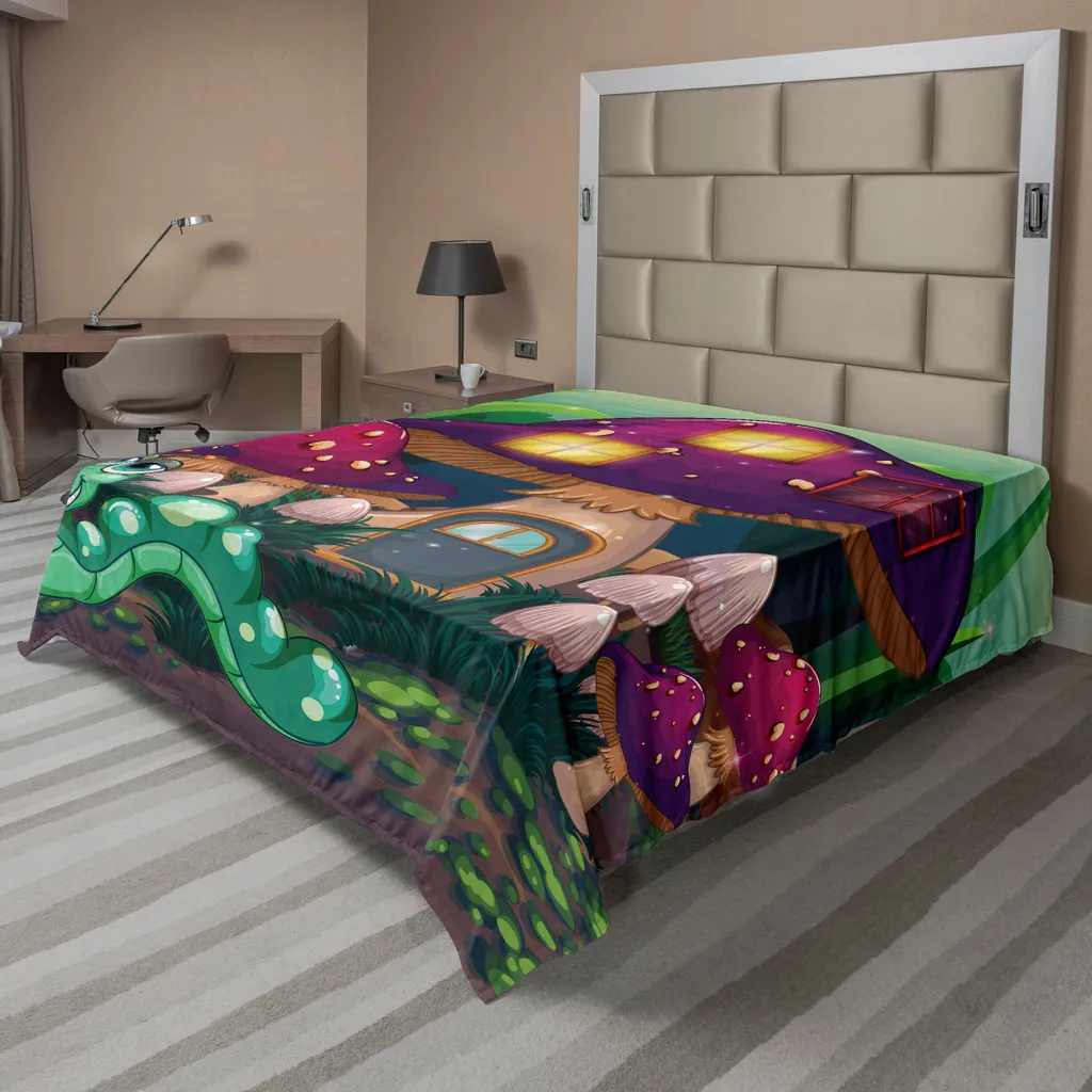 Lenzuolo Sopra Decorativo ABAKUHAUS 266x260 cm Funghi e Creature