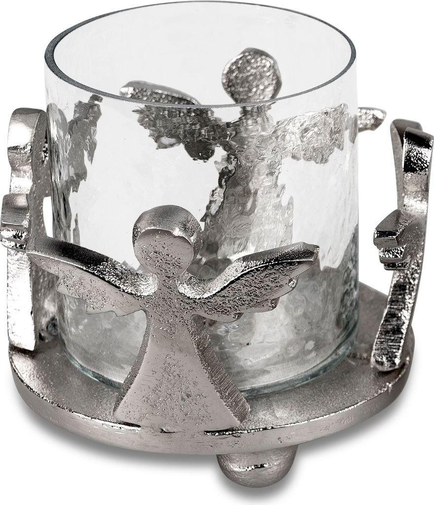 Deko Windlicht Wili Engel 7x10cm Metall+Glas Kerzenhalter Produktbild 