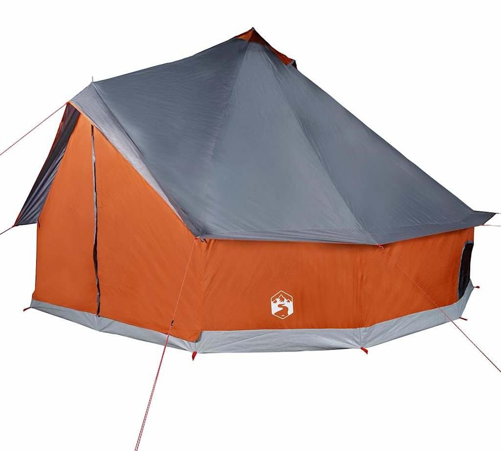 vidaXL Tipi tente familiale 12 personnes Gris et orange Image du produit 
