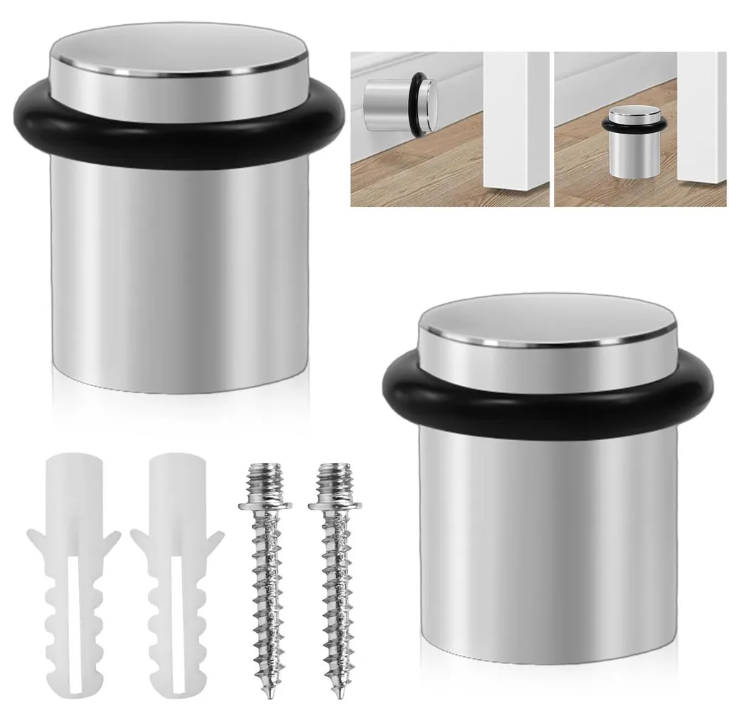 Butoirs de porte robustes en inox à visser, lot de 2 pièces compactes