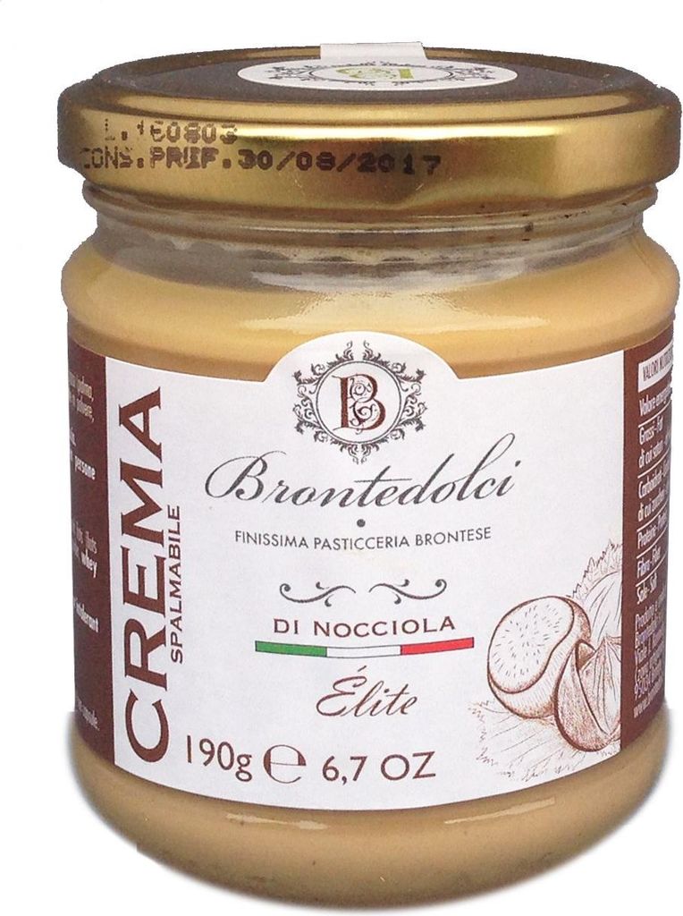 Süße Haselnusscreme (40?% Nussanteil) / Crema di nocciola 190 g, Italien / Brontedolci