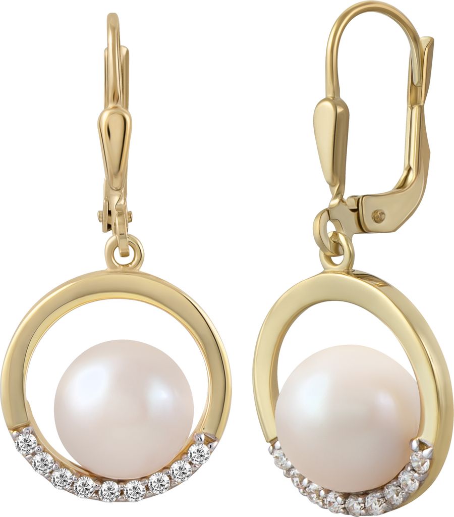 Fascination by Ellen K. Ohrringe 375/- Gold 2,9cm gelb Zirkonia weiß 371330569-2