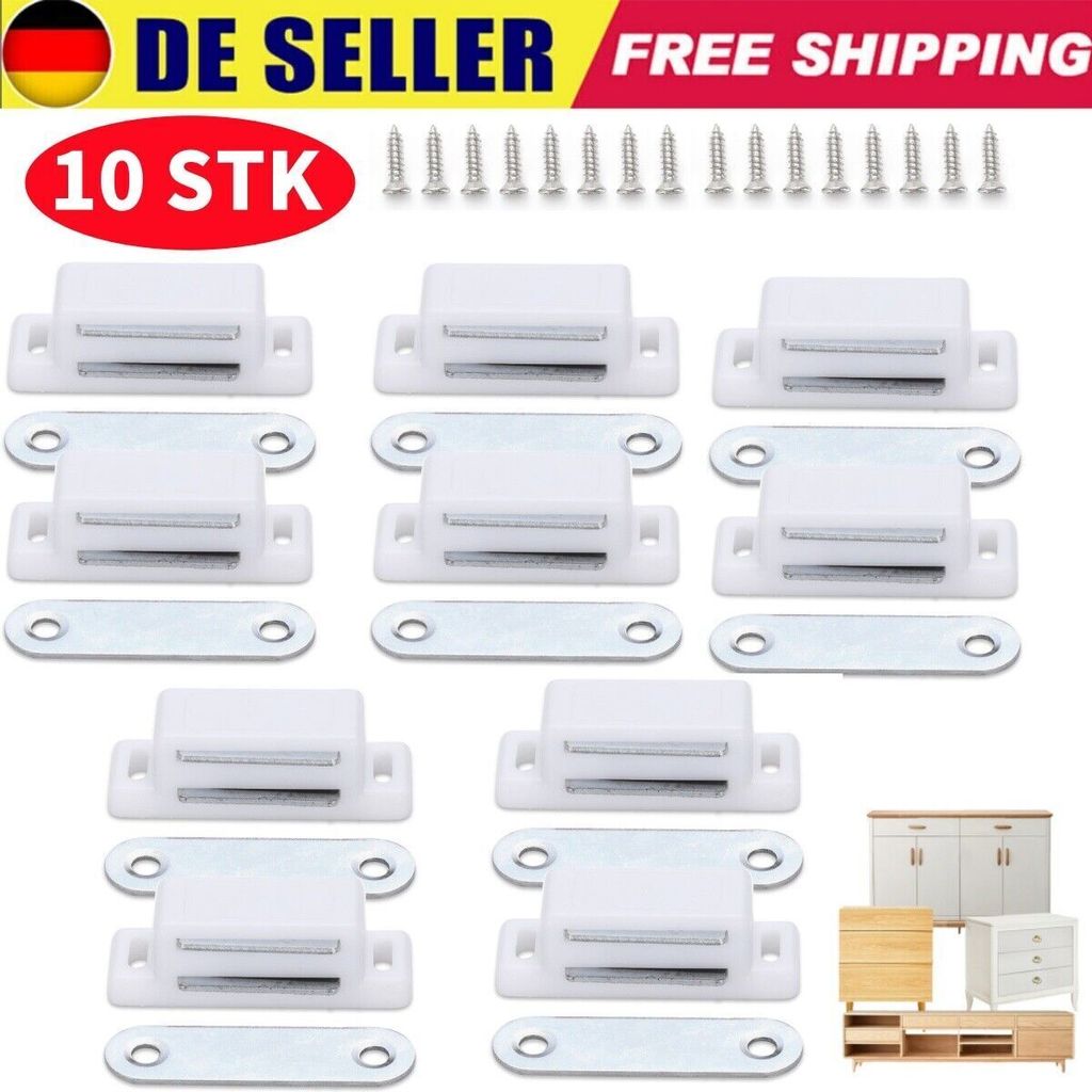 10 X Magnete für Schranktüren Magnetschnäpper weiß Produktbild 