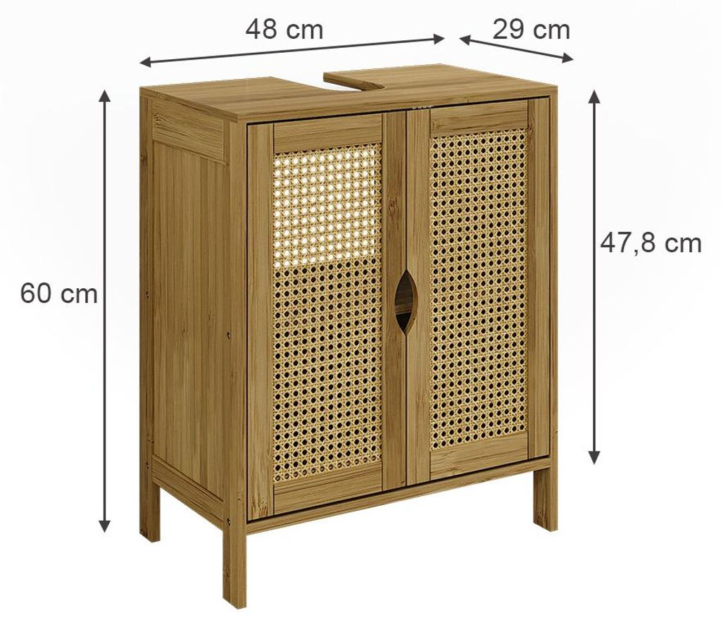 Waschbeckenunterschrank Vicco Liora Bambus 48 x 60 cm,