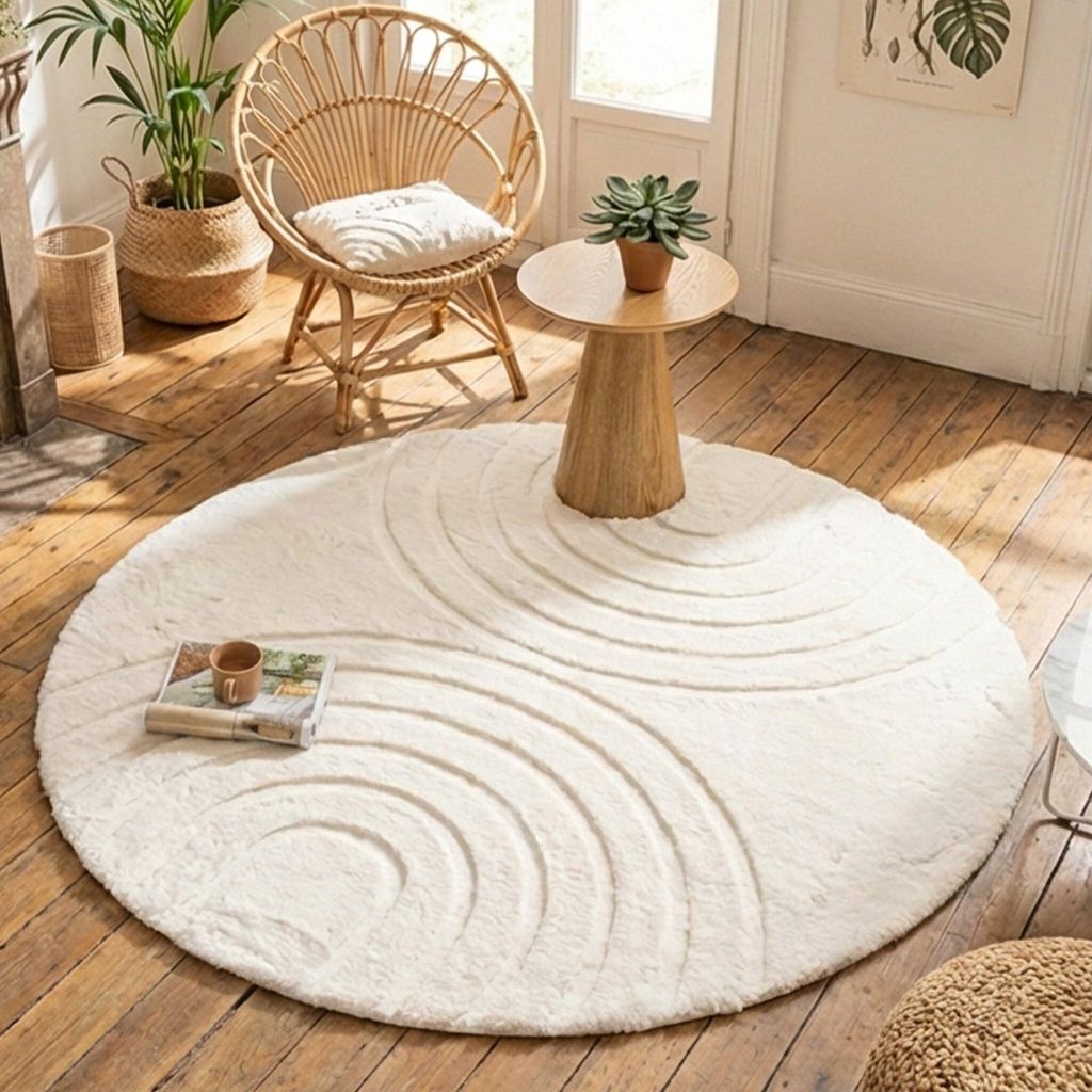 Hochflor Teppich Rund - Carvy Arches Creme Produktbild 