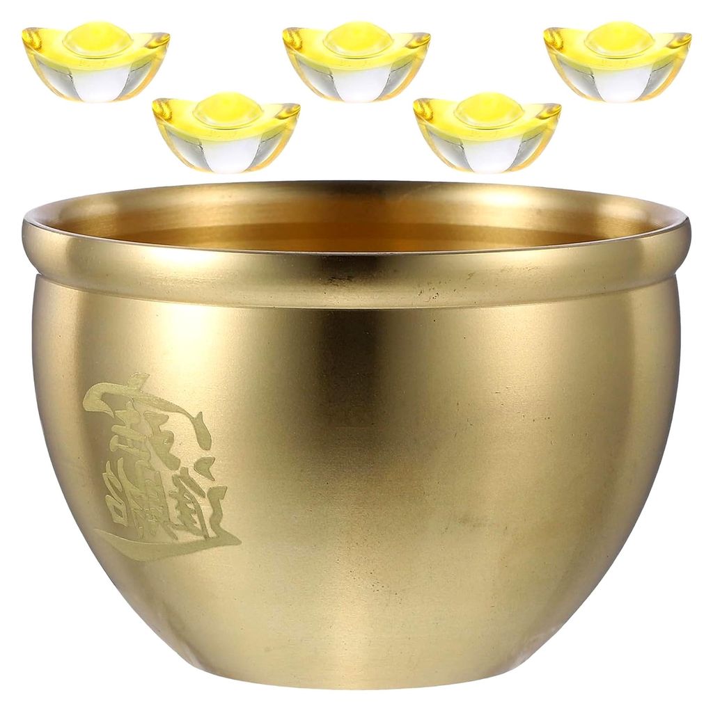 Messing Glücksbecken Geldschale Kleine Schatzschale Tischdekoration Reichtum Feng Shui Schreibtisch Accessoire