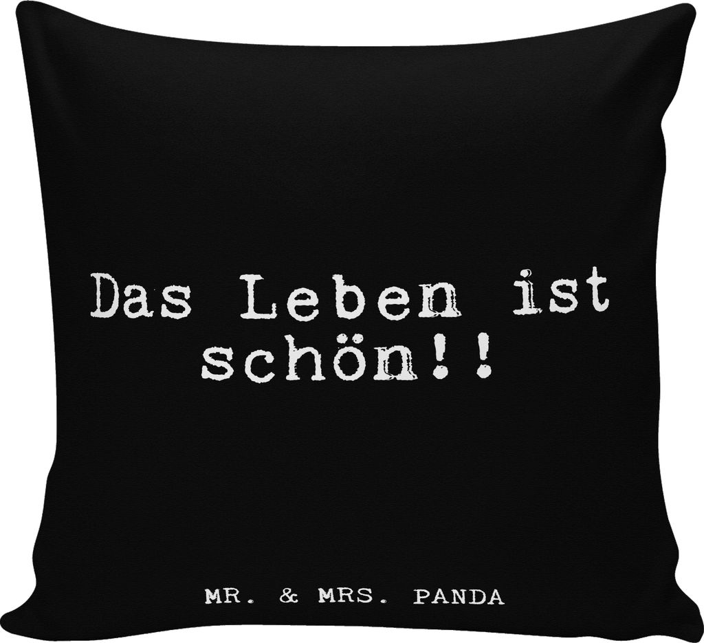 Mr. & Mrs. Panda Sofakissen Das Leben ist schön!!... - Schwarz - Geschenk, Lustige Sprüche, Deko Kissen, flauschkissen, kuschelkissen 40x40, couc...