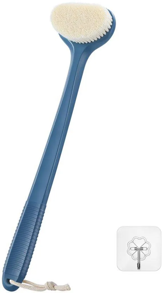 Brosse exfoliante dos manche 43 cm acier avec grip confort bleu marine