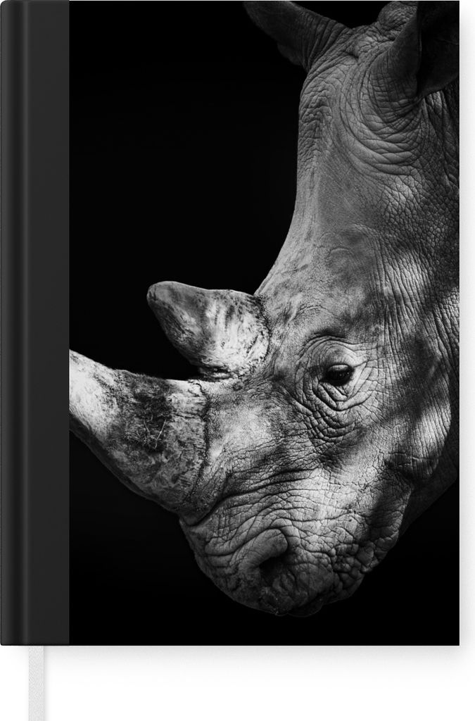 MuchoWow Notizbuch Tagebuch Haushaltsbuch Notebook A5 Rhinozeros - Tier - Licht - Notizblock - Notizheft - Notebook - Schreibblock - Papier
