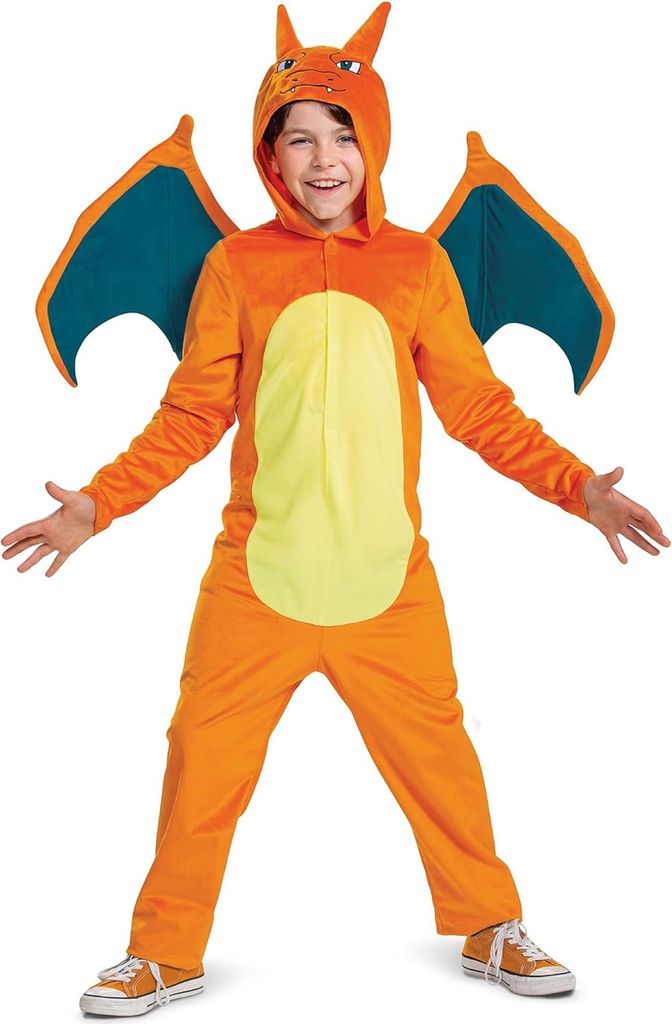 Pokemon Kinderkostüm Glurak Pokémon Luxus orange - 140/152 Produktbild 