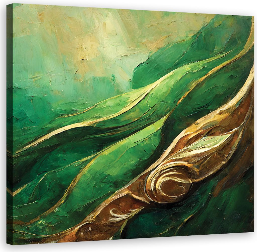 Leinwandbild Grüne Abstraktion 40x40 Feeby Grün bild für die wand bereit zum aufhängen