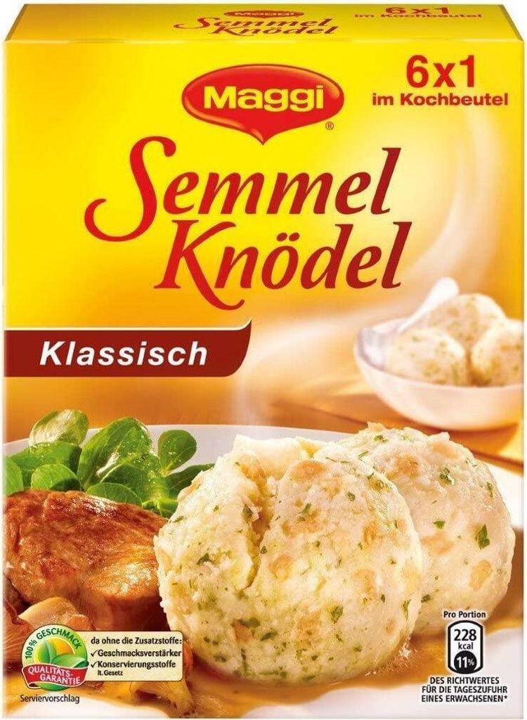 Maggi Semmelknödel die Klassischen 6 Stück im Kochbeutel 200g 2er Pack
