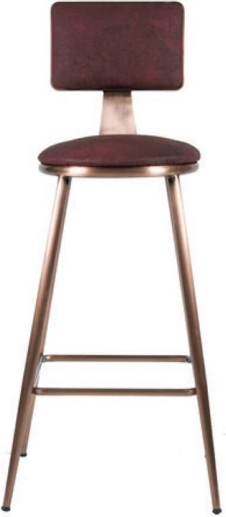 Casa Padrino Luxus Barstuhl Weinrot / Kupfer 44 x 44 x H. 104 cm - Gepolsterter Barhocker mit edlem Kunstleder - Bar Möbel - Luxus Möbel