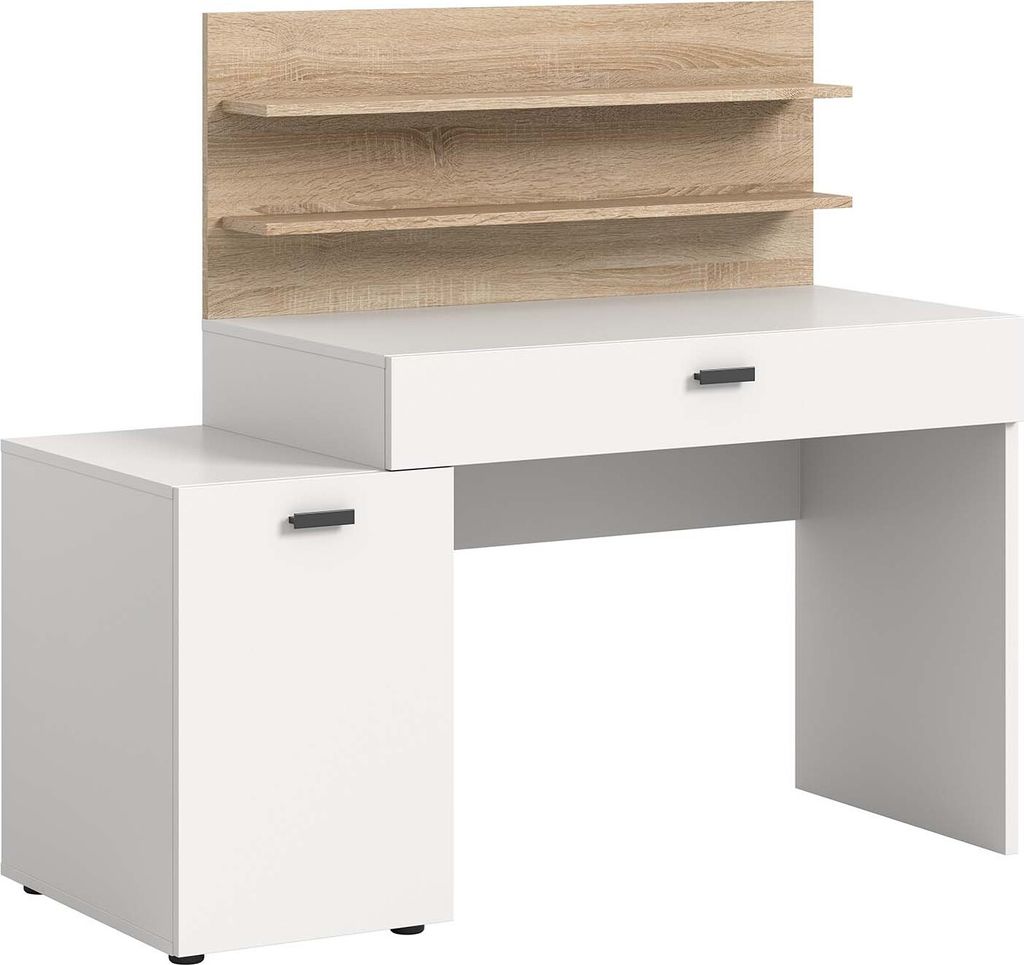 Match Schreibtisch mit Regal 1 Schublade 1 Tür 2 Regale weiß.