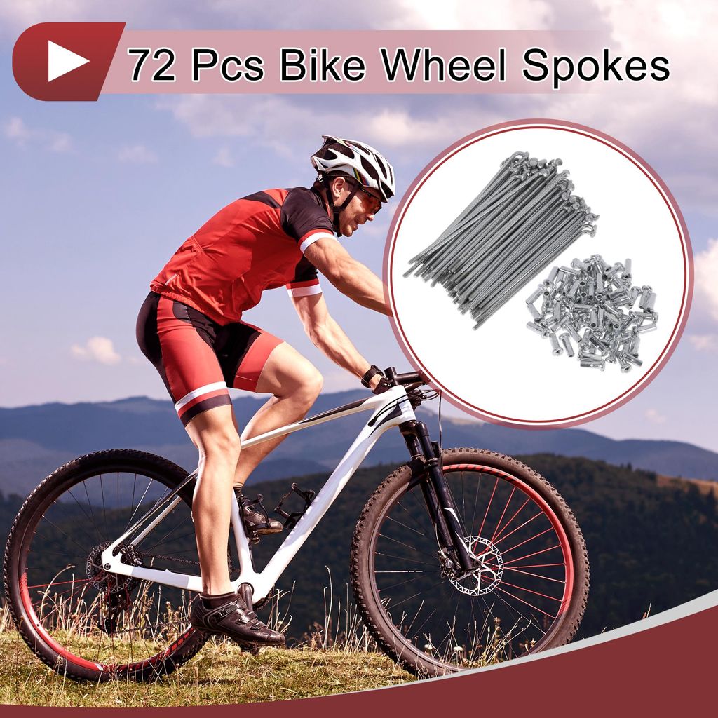 72 Set 14G Fahrradspeichen 76mm Radspeichen Kohlenstoffstahl Verzinkt Silberton