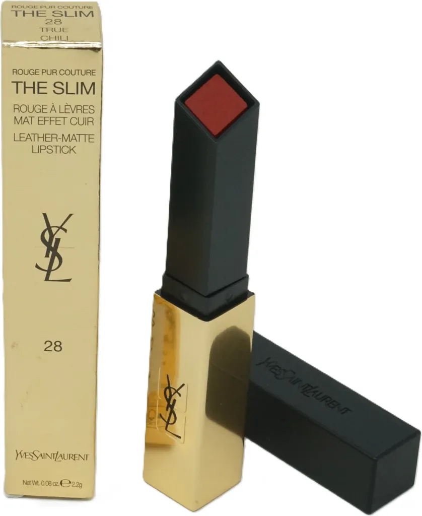 Rouge à Lèvres Mat Velouté YSL The Slim #28 True Chili - Maquillage Luxe