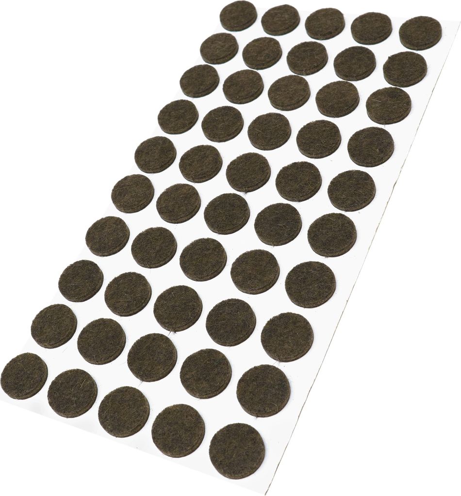 Adsamm | 50 x selbstklebende Filzgleiter / Braun / Ø 16 mm / rund / Möbelgleiter aus Filz mit 3.5 mm Stärke