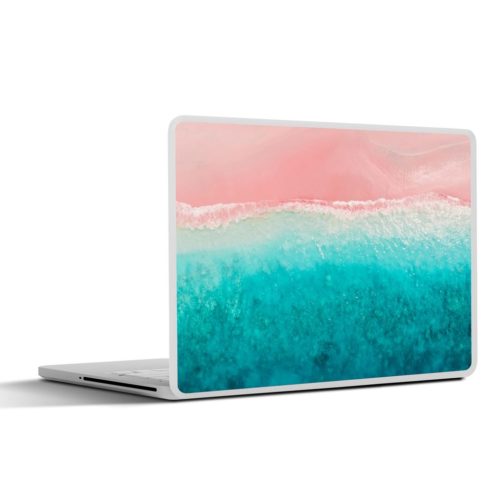 MuchoWow Laptop Aufkleber Sticker Cover Strand - Meer - Rosa 30x22 cm - Laptop-Sticker