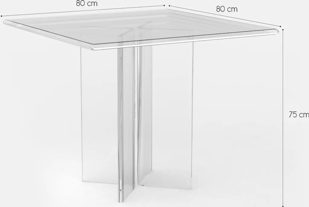 Table design Holden en polycarbonate transparent 80x80 cm robuste - 8