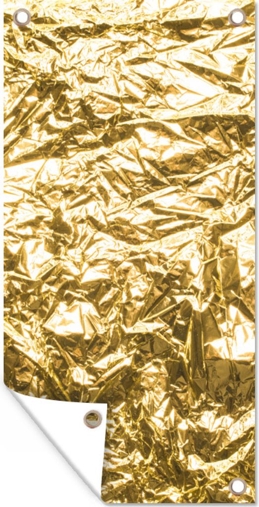 MuchoWow 80x160 cm Outdoor-Poster Gartendeko Sichtschutz Garten Poster für den Garten Goldfolie mit faltiger Textur