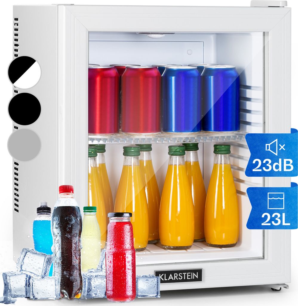 Klarstein Kühlschrank, Mini Kühlschrank mit Glastüre, Mini-Kühlschrank für Getränke, Snacks & Kosmetik, Kühlschrank Klein & Leise, Verstellb...