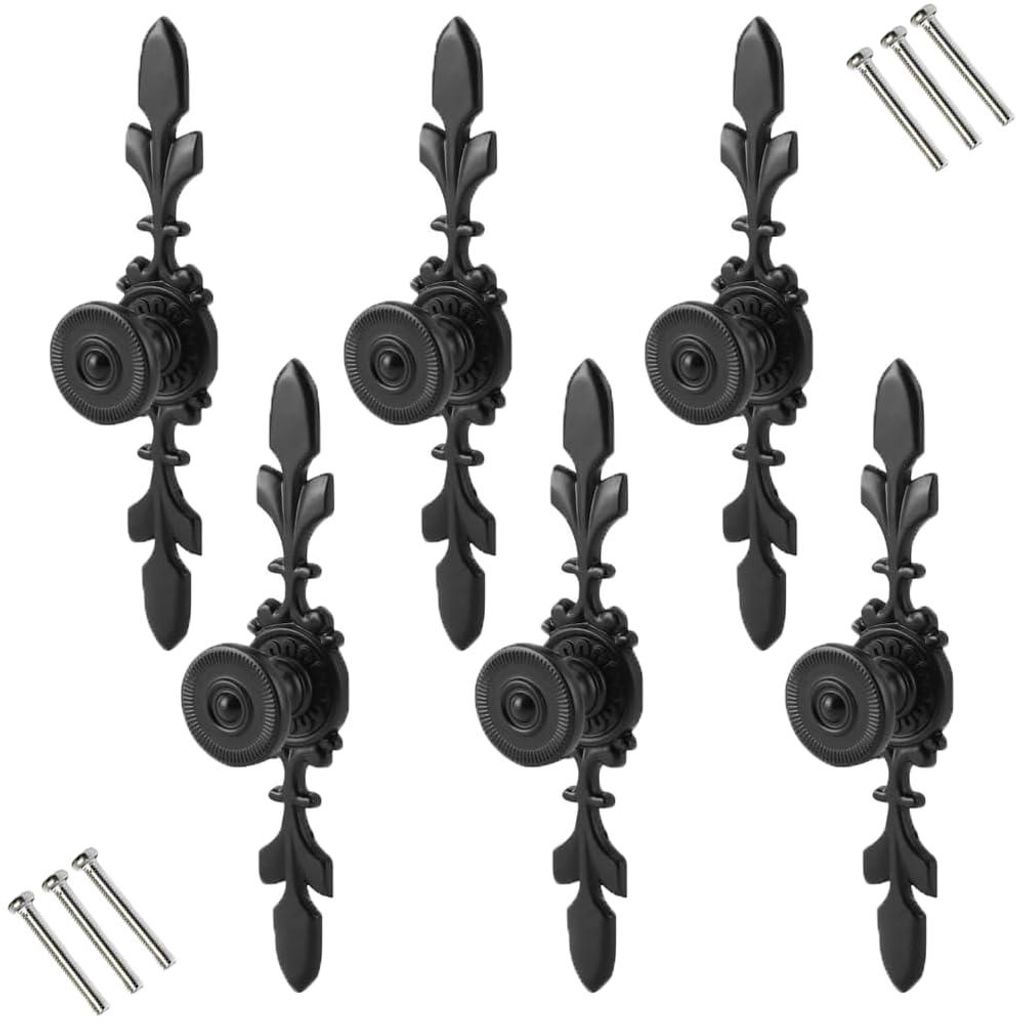 6 Stück Türgriffe im Vintage-Stil, schwarze Schrankknöpfe, Retro-Küchenschrankknöpfe für Möbel, Kommoden, Kleiderschränke mit Schraube (sch...