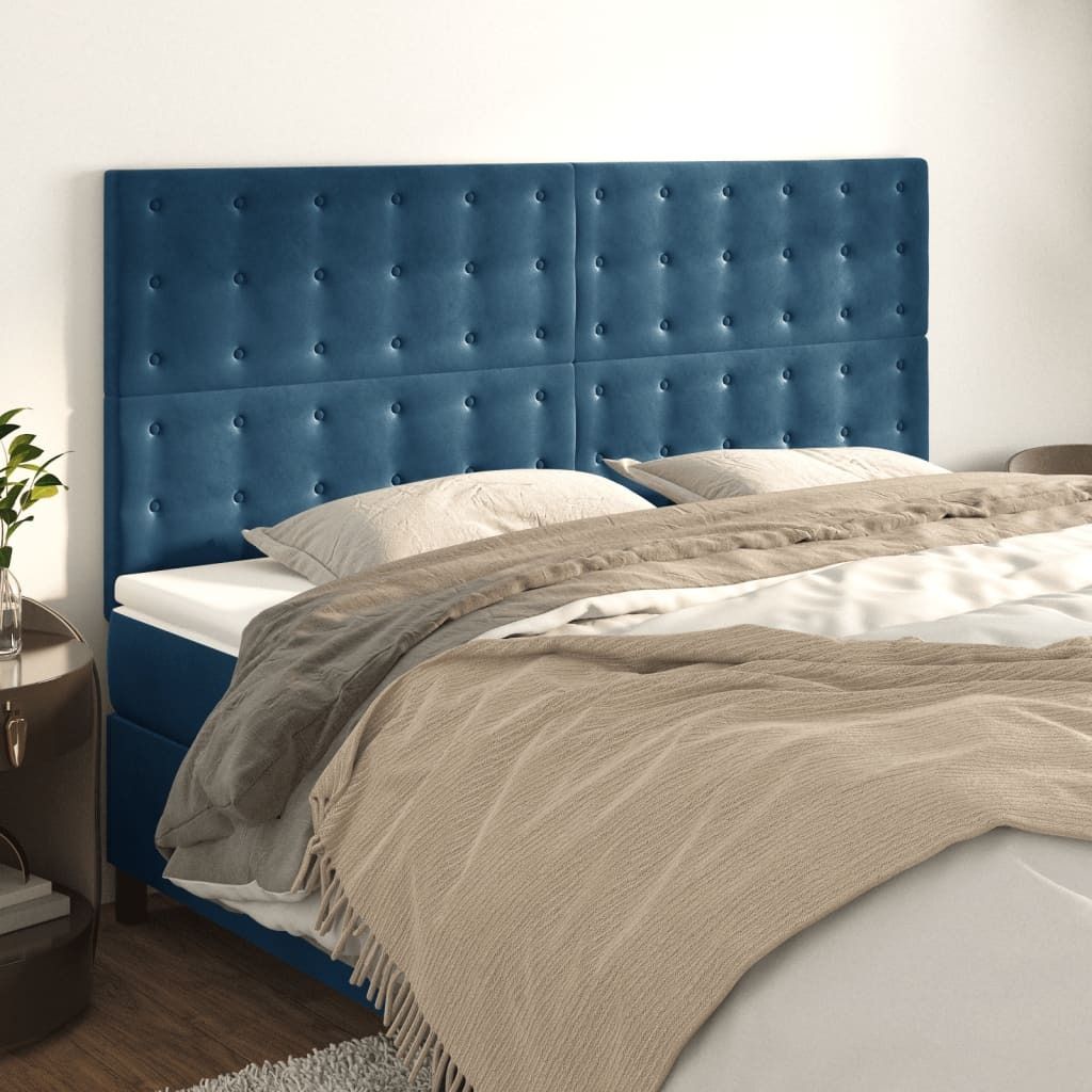 Möbel Kopfteile 4 Stk. Dunkelblau 80x5x78/88 cm Samt - Kopfteile 3116824