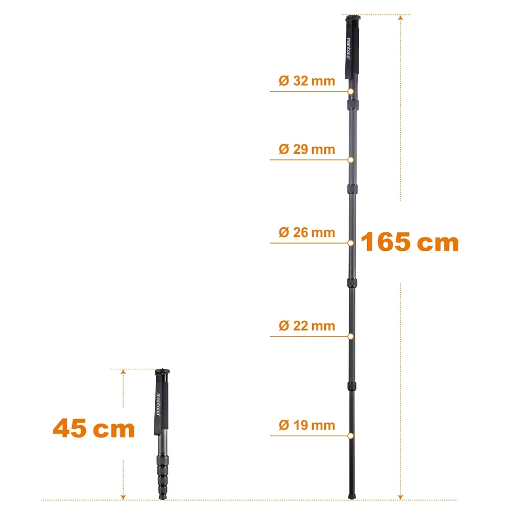 Monopode carbone mantona Pro ONE 165C pour reflex et hybride