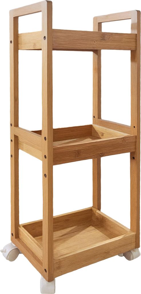 Vozík Relaxdays, 3 přihrádky, bambus, VxŠxH: 80x30x20 cm, Obrázek produktu 