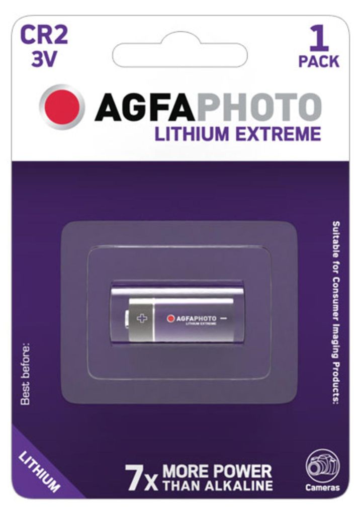 AgfaPhoto CR2, Einwegbatterie, Lithium, 3 V, Grau, Rot Produktbild 