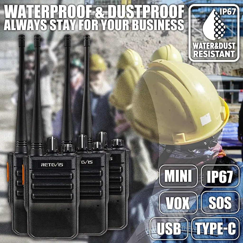 Radio Portable Bidirectionnelle PMR446 Pack de 4 Talkies-walkies Noirs