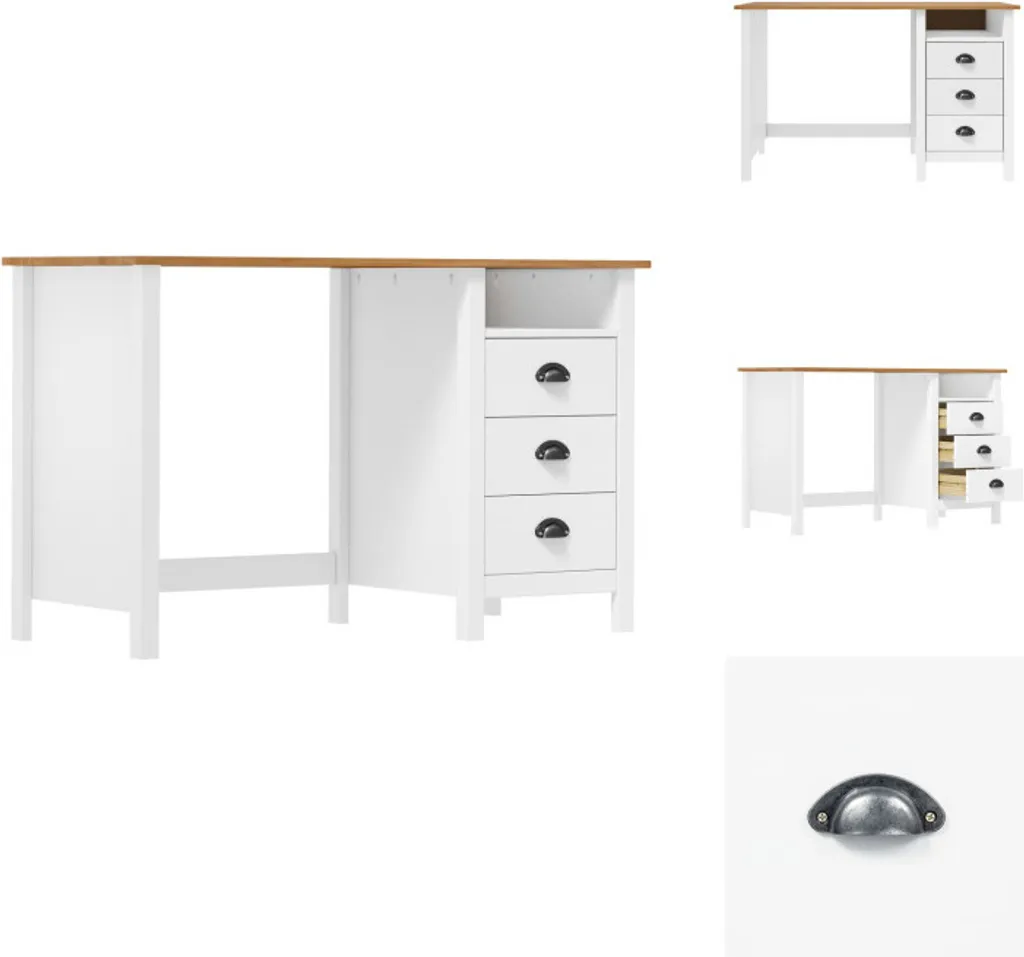 Bureau de travail Hill 120 cm idéal pour télétravail en bois de pin