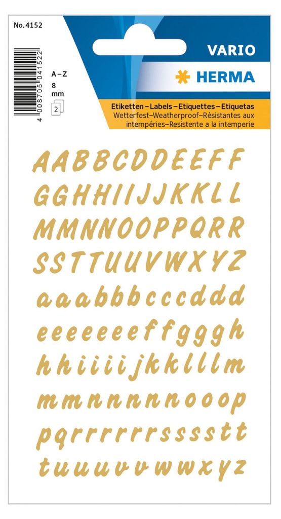 HERMA Buchstaben Sticker A-Z Folie wetterfest gold 2 Blatt Produktbild 