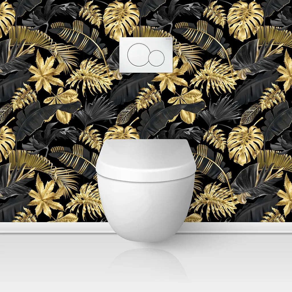 Déco WC rapide : Crédence adhésive tropicale avec film de protection mate