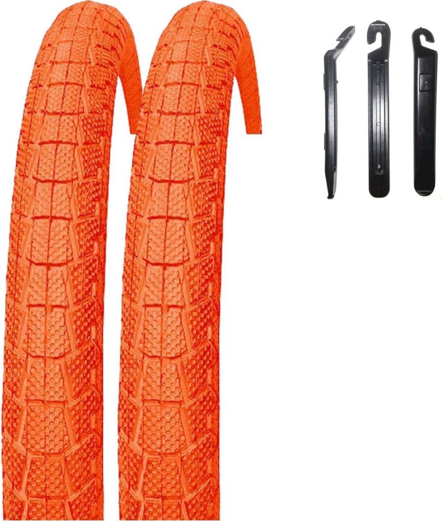 2 x Kenda K-907 Krackpot 20" BMX Fahrradreifen Fahrradmantel in Orange 50-406 (20 x 1.95) inkl. 3 Reifenheber