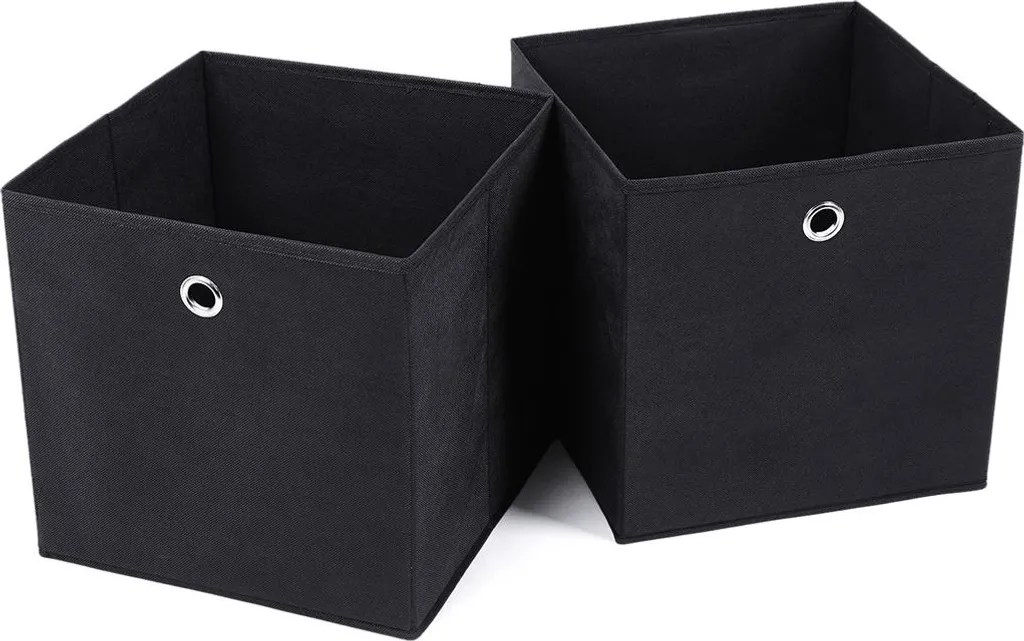 Lot 2 boîtes de rangement noires pour trier les vêtements et accessoires