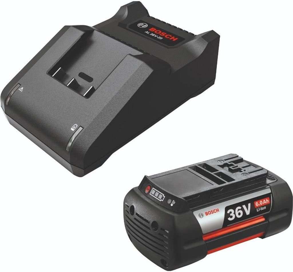 Bosch Starter-Set 36V – 1x Akku 6,0Ah, Ladegerät AL 36V-20, Für Alle Bosch 36V Gartengeräte, Leistungsstark & Kompatibel