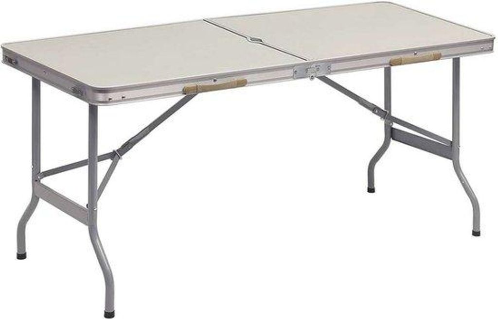 Aluminium Campingtafel Inklapbar, Partytafel, Lichtgewicht, 150x60x69.5 cm, Beige/Grau