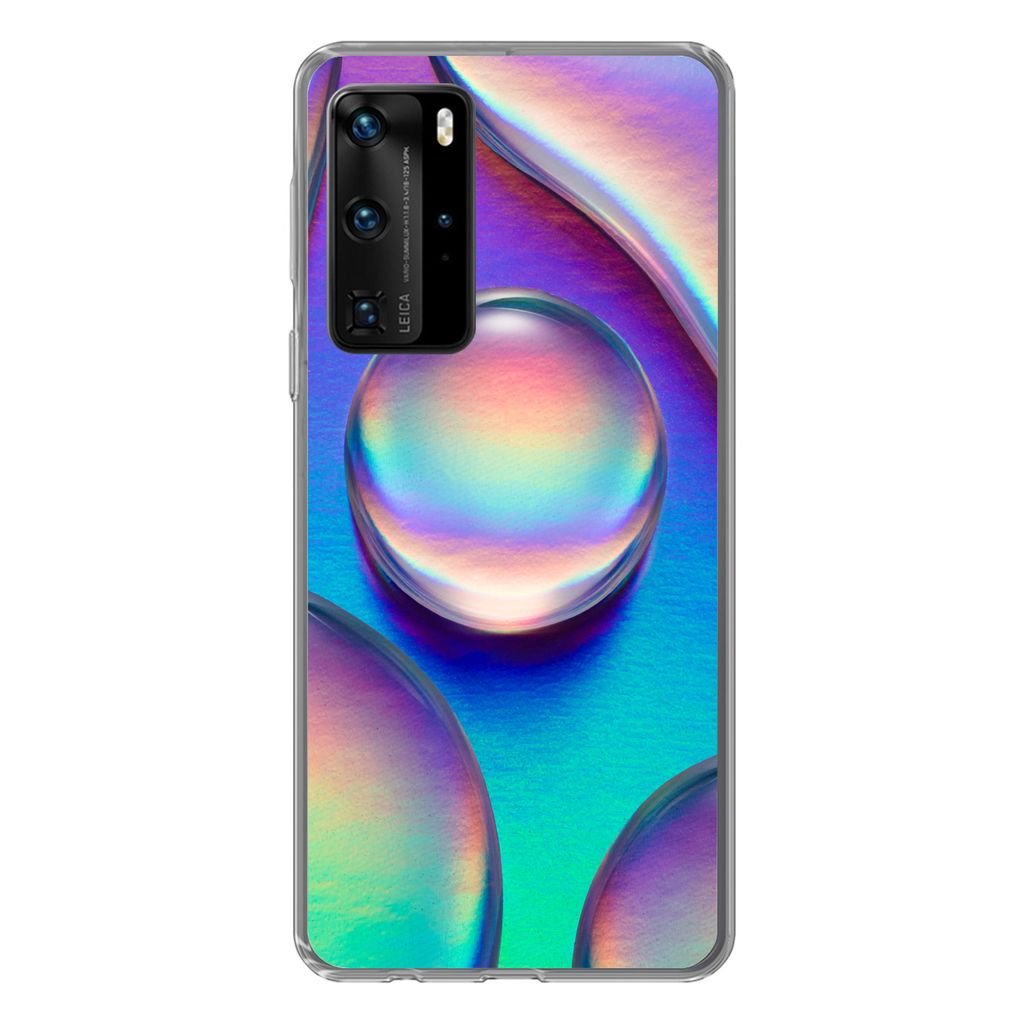 MuchoWow Handyhülle Schutzhülle Hülle für Huawei P40 Pro Wasser - Regenbogen - Abstrakt Silikon Softcase Handy Hülle - Schutz