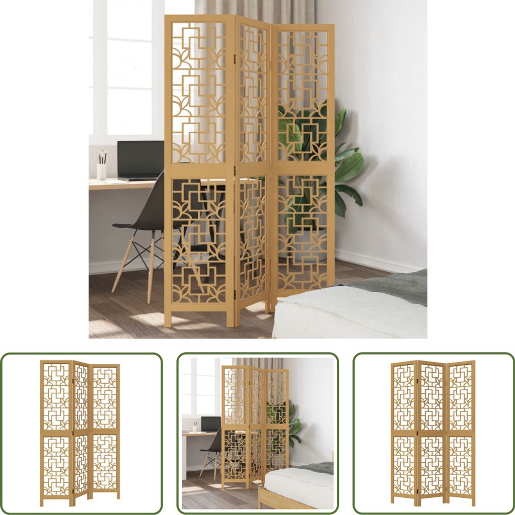 The Living Store 3-tlg. Raumteiler Braun Massivholz Produktbild 