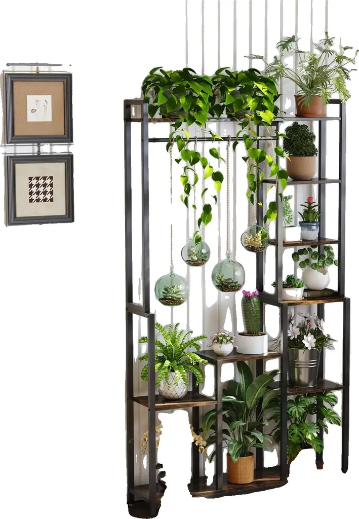 Étagère pour plantes noire en métal vintage avec 4 niveaux robustes