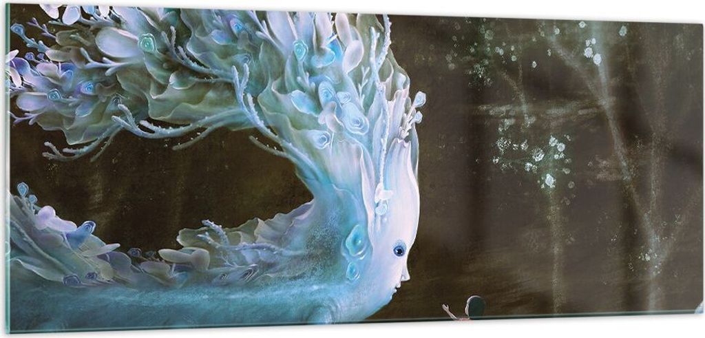 Bilder auf glas - Einteilig - Monster Kind Fee - 100x40cm - Glasbilder - Wandbilder - Bilder - zum Aufhängen bereit - Wanddekoration aus Glas - Gl...