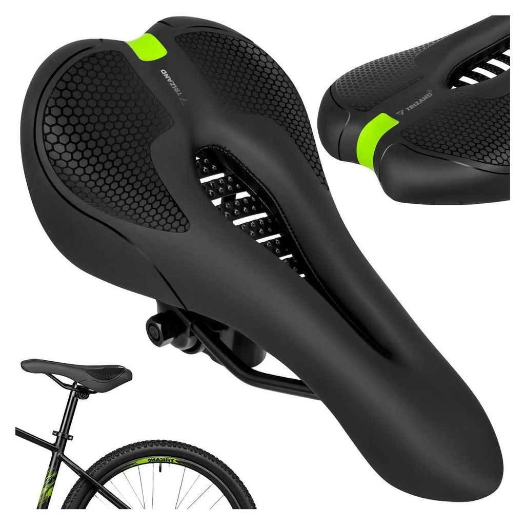 Trizand Fahrradsattel 28 x 14 cm ergonomisch Schwarz-Grün Produktbild 