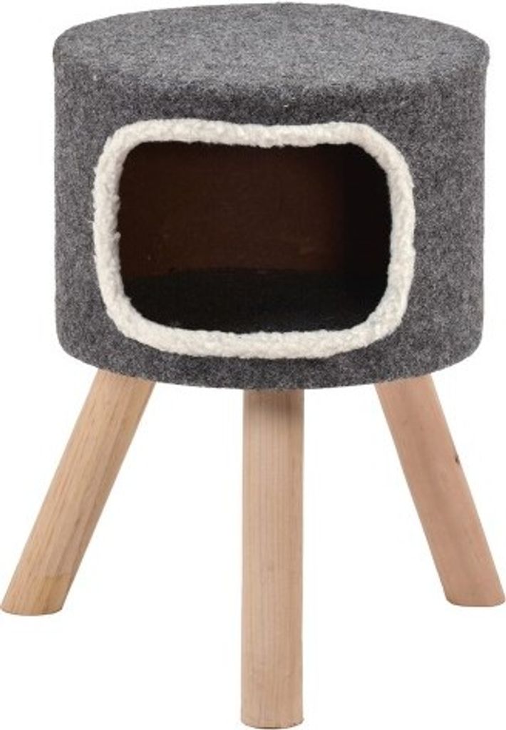 Wohn-Höhle Katzen-Höhle mit Kratz-Brett für Katzen und kleine Hunde modern grau mittelhoch 'Style' Gr.1