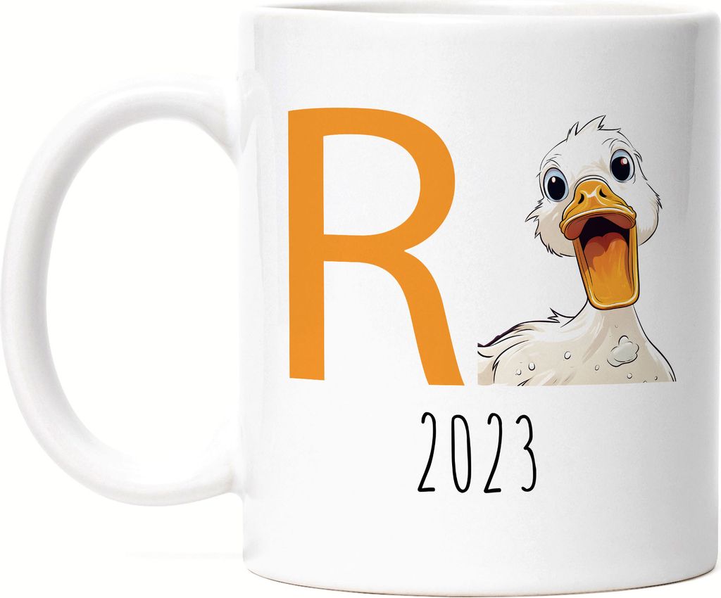 R Ente 2023 Tasse Weiß Rente Geschenk Ruhestand Humor Wortwitz