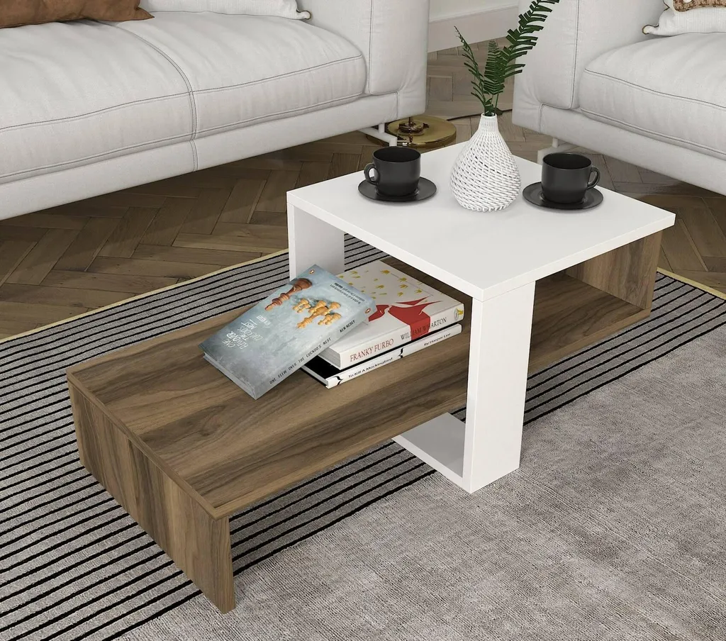 Table Basse Blanche Forme Fantaisie Pontey Structure Compacte 44cm