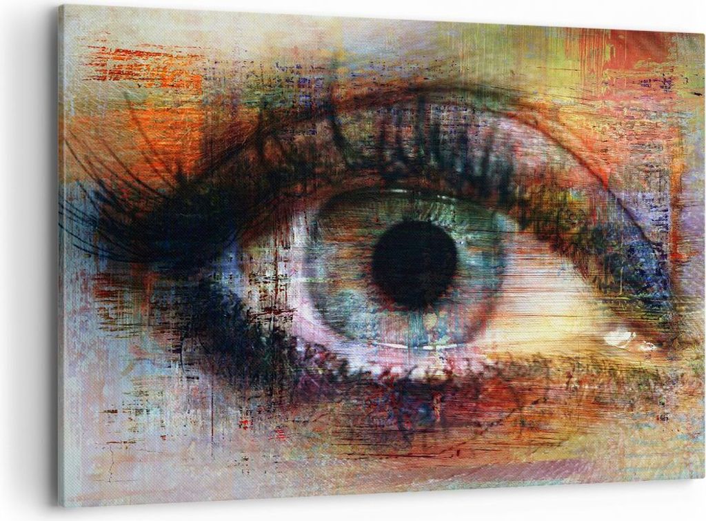 Bild auf Leinwand - Leinwandbild - Auge Abstraktion - 100x70cm - Wand Bild - Wanddeko - Wandbilder - Leinwanddruck - Bilder - Kunstdruck - Wanddeko...