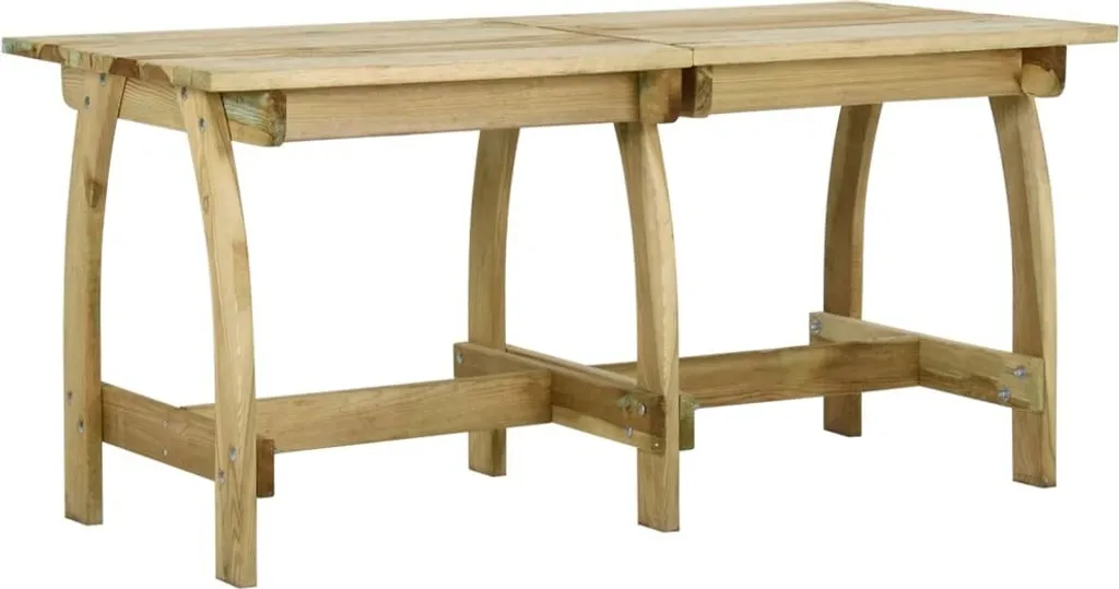 Grande table de repas extérieure en bois traité pour terrasse 160cm