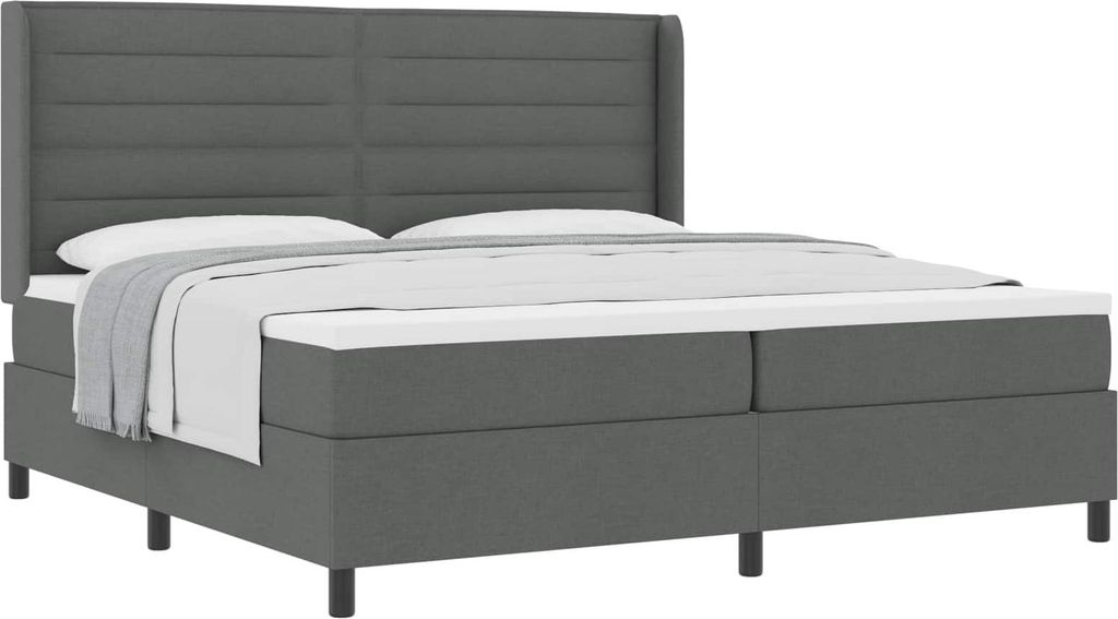 Boxspringbett mit Matratze Dunkelgrau 200 x 200 cm Stoff